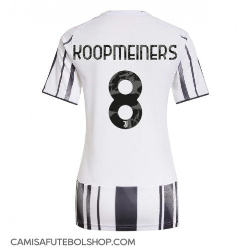 Camisa de time de futebol Juventus Teun Koopmeiners #8 Replicas 1º Equipamento Feminina 2025-26 Manga Curta